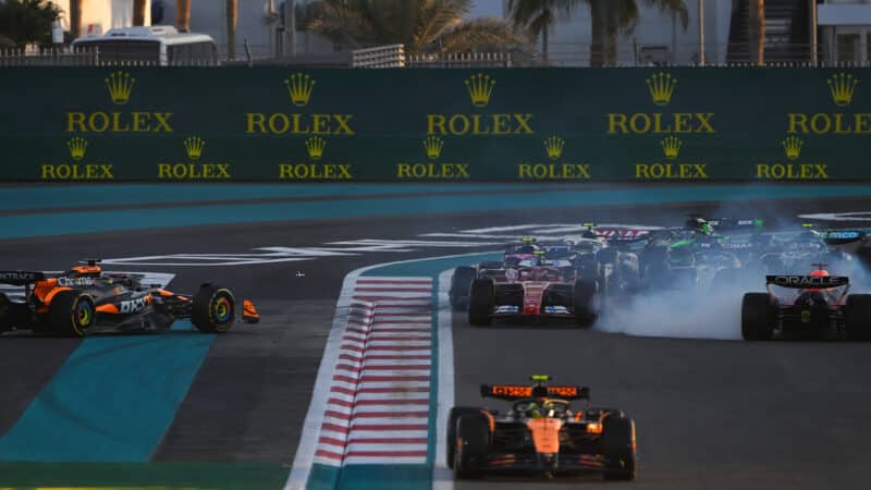 2 Oscar Piastri Max Verstappen Red Bull McLaren 2024 Abu Dhabi GP