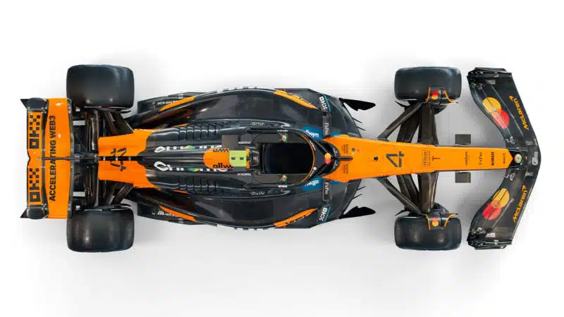 2025 McLaren MCL39 F1 car overhead