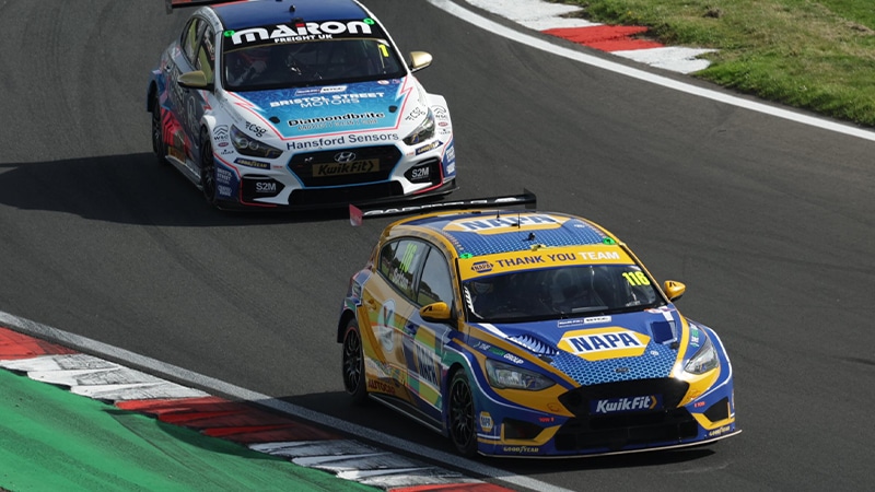 Ash Sutton on track in BTCC Ford Focus