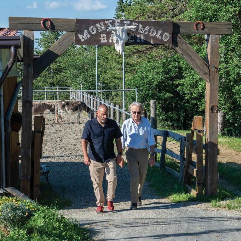 Chris Harris and Montezemolo at his villawith animals