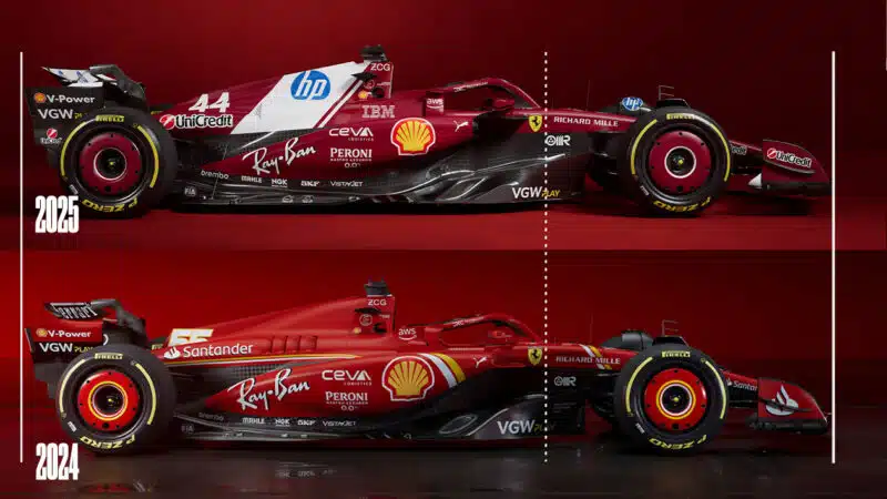 Ferrari 2024 and 2025 F1 car cockpit comparison