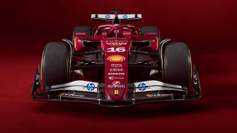 Front view of 2025 Ferrari F1 car