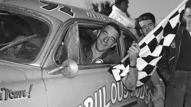 Herb Thomas at the whel of Hudson Hornet