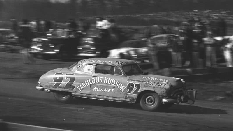 Hudson Hornet of Herb Thomas in 1954 Jacksonville NASCAR race