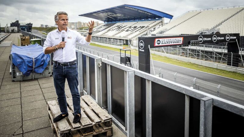 Jan Lammers speaking to press Zandvoort 2021