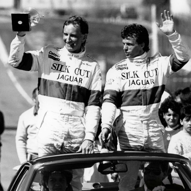 John Watson and Lammers with trophy 1987 World Sportscar Championship