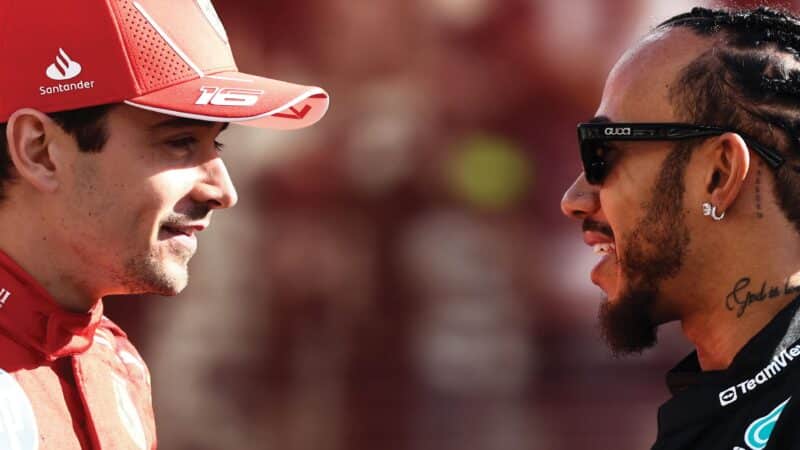 Lewis Hamilton and Charles Leclerc smiles