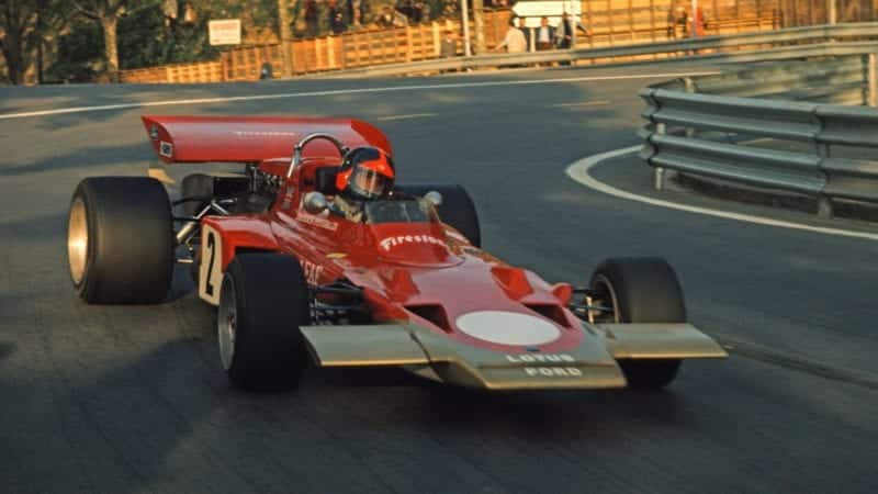 Lotus of Emerson Fittipaldi at the 1971 Spanish Grand Prix