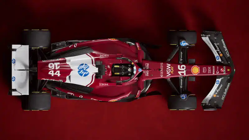 Overhead view of Ferrari 2025 F1 car