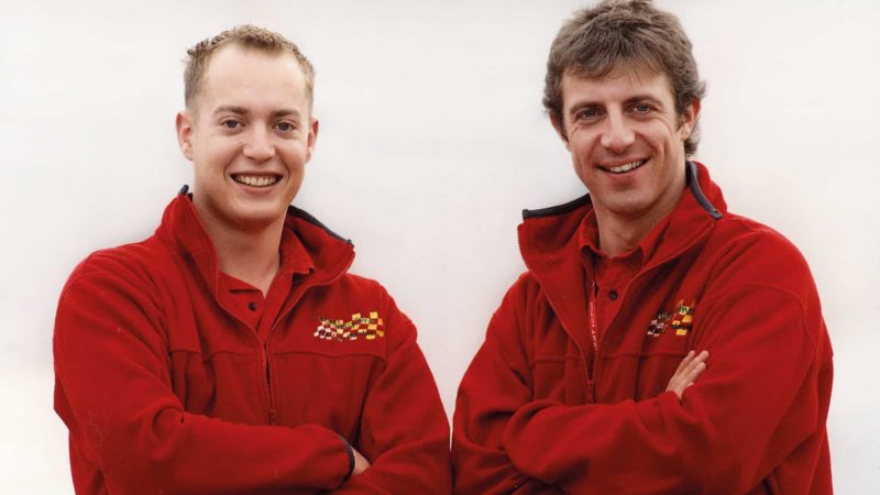 Rob Huff and Jason Plato smile at BTCC