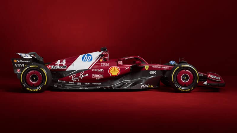 Side view of 2025 Ferrari F1 car