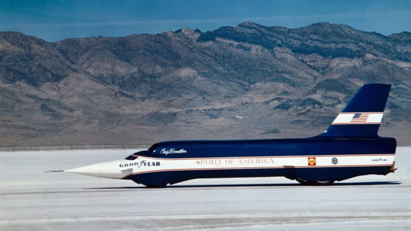 Spirit of America Sonic 1 car at Bonneville salt flats