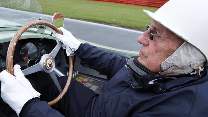 Stirling Moss Jaguar C-Type driving